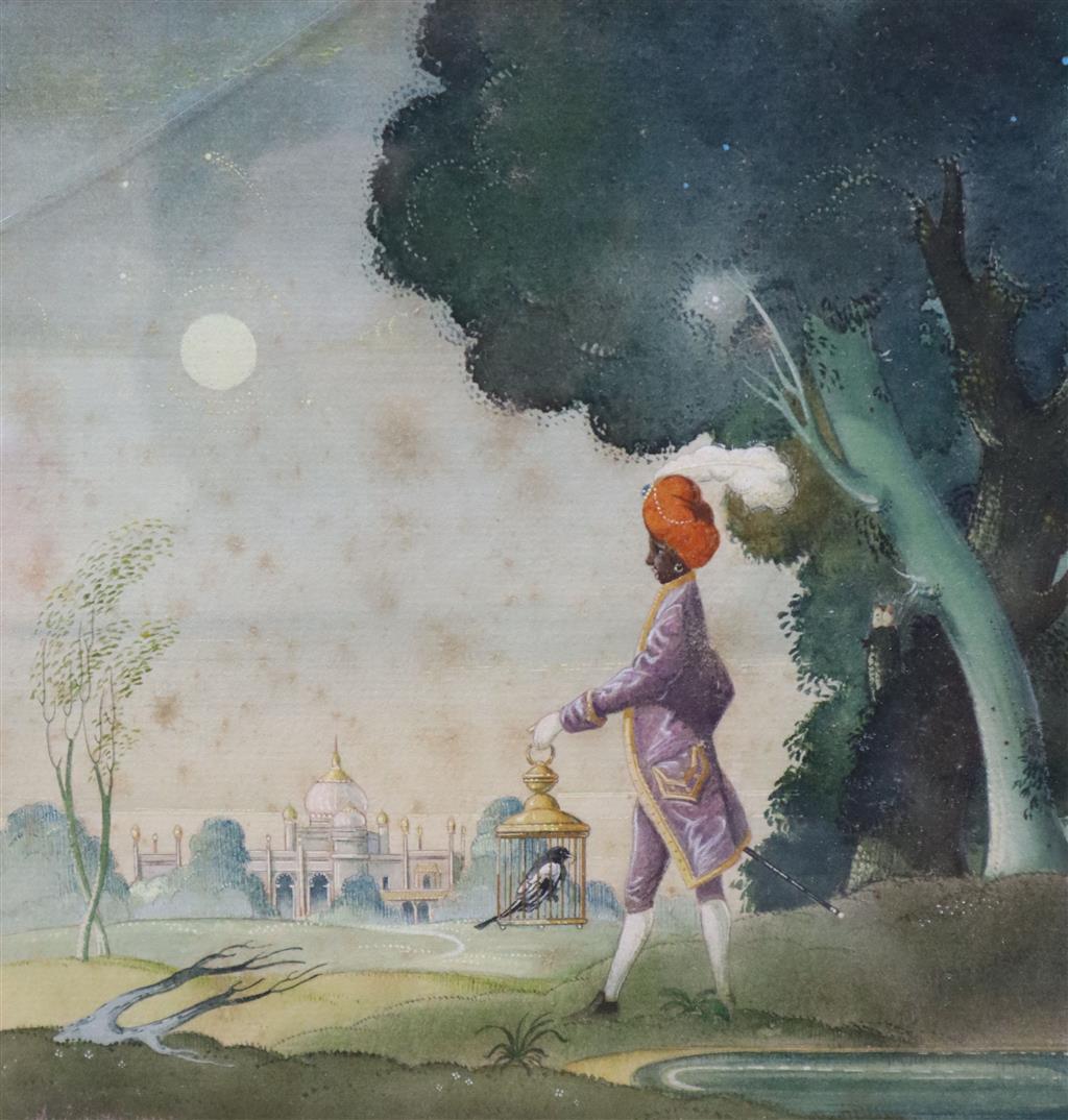 Albert Runciman-Cummings (1936-), watercolour, Morning Encounter, signed, 18 x 18cm